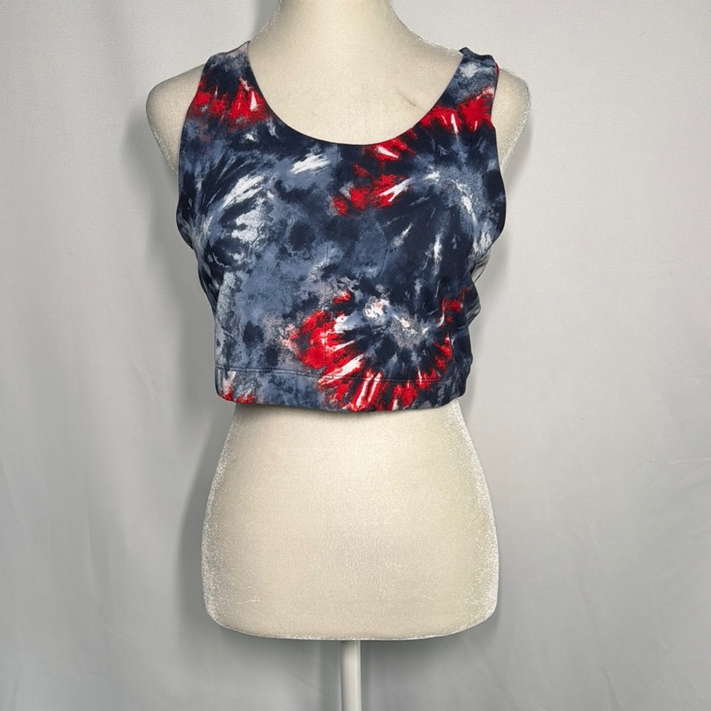 ❤️3/$30 Live Well Active Tie-Dye Crop Red White and Blue Padded Sports Bra